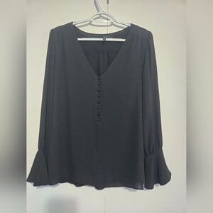 White House Black Market Black V-Neck Blouse
